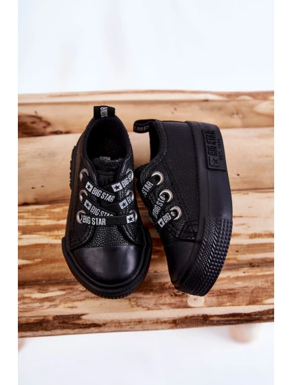 Dziecięce Skórzane Trampki BIG STAR KK374059 Czarne Dziecięce Skórzane Trampki BIG STAR KK374059 Czarne