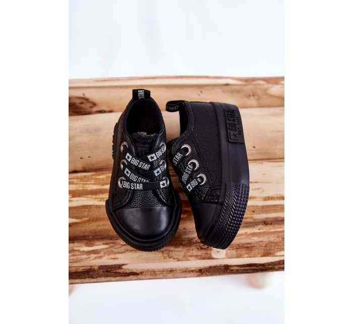 Dziecięce Skórzane Trampki BIG STAR KK374059 Czarne Dziecięce Skórzane Trampki BIG STAR KK374059 Czarne