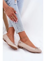Skórzane Baleriny Damskie Maciejka P6800-04 Beżowe