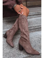 Dámské na podpatku z eko semiše khaki model 21714741 - Boto