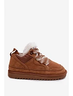 Kožené semišové snehule s kožušinou Vinceza 97974 Camel