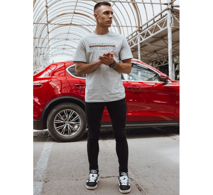 Pánské šedé tričko s potiskem Dstreet model 21973658 - FashionStreet