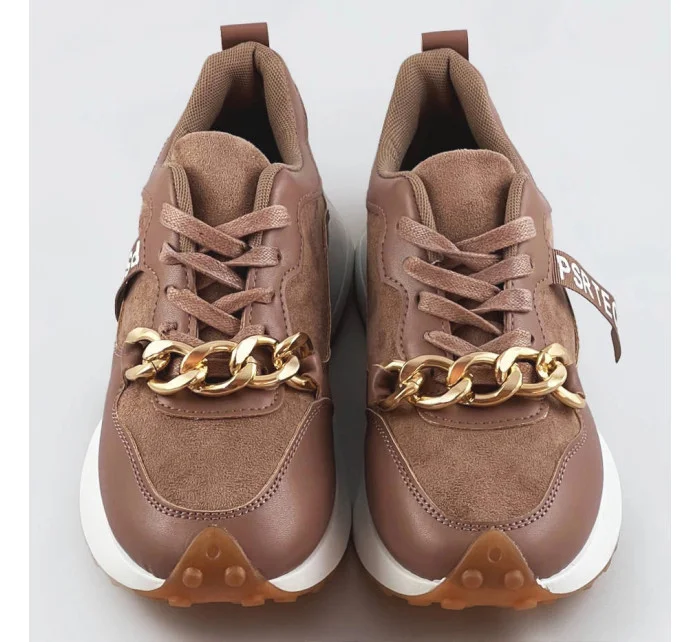 Hnědé sportovní boty s řetízkem model 17209361 Hnědé sportovní boty s řetízkem model 17209361