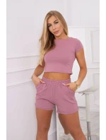 Bavlněná souprava se šortkami tmavě růžová Bavlněná souprava se šortkami tmavě růžová