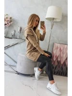 Šaty s ozdobnými volánikmi a kapucňou camel Šaty s ozdobnými volánikmi a kapucňou camel