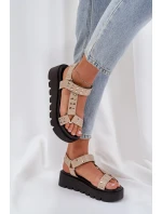 Zdobione Sandały Na Platformie Beżowe Tatellia Zdobione Sandały Na Platformie Beżowe Tatellia