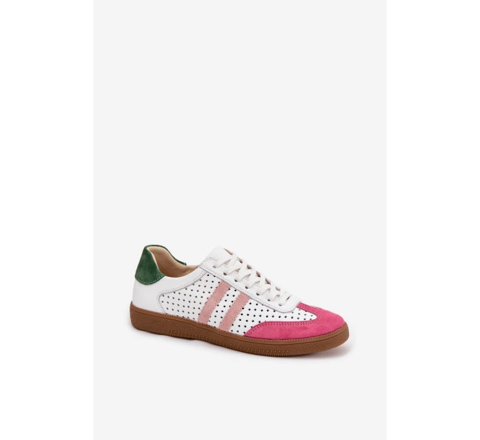 Kožené perforované dámské tenisky Zazoo N1318 Bílomodré