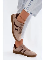 Kožené Semišové Dámské Tenisky Zazoo N1176S2 Tmavě Béžové