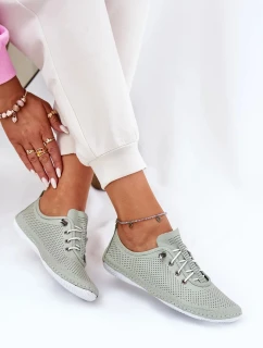 Dámske poltopánky z prírodnej kože Artiker - svetlozelené