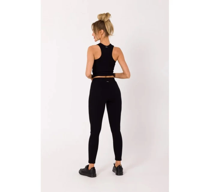 Rebrované pletené legíny M734 čierne - Moe