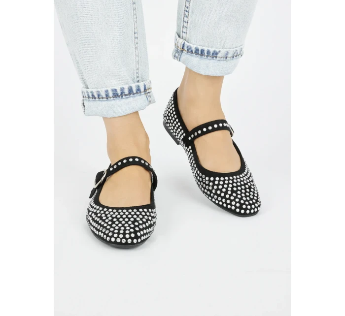 Krásne dámske čierne balerínky bez podpätku