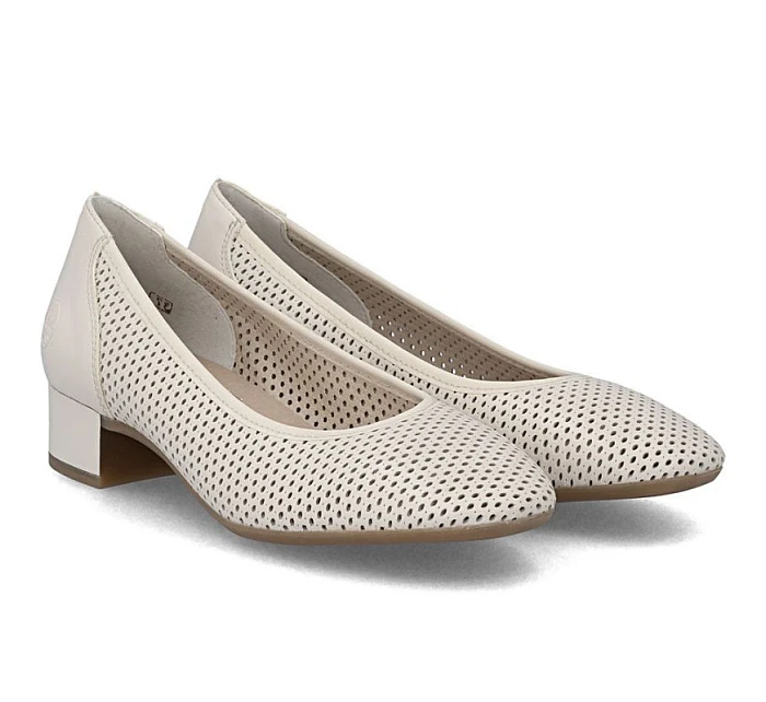 Dámske béžové kožené lodičky Rieker 43459-60