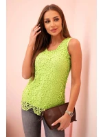 Dámská halenka s krajkou bez rukávů zelený