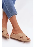 Zdobené dámské sandály na platformě z eko kůže Béžové Calorissa Zdobené dámské sandály na platformě z eko kůže Béžové Calorissa