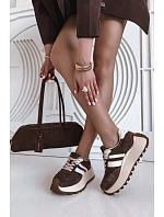 Semišové tenisky na masivní platformě model 22031726 Čokoládové - D&A