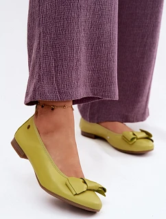 Kožené baleríny s mašlí Maciejka P6802-09 Limetkové