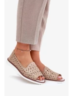 Dámske kožené perforované baleríny s otvorenou špičkou S.Barski - zlaté