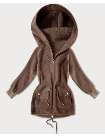 Hnedý prehoz z alpaky s vreckami (W010#)