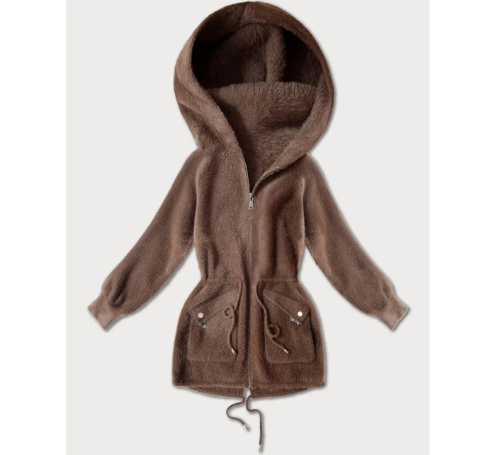 Hnedý prehoz z alpaky s vreckami (W010#)