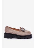 Wygodne Zamszowe Mokasyny Beżowe Agathe Wygodne Zamszowe Mokasyny Beżowe Agathe