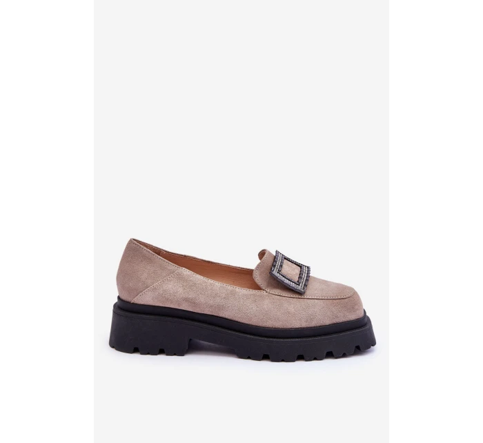 Wygodne Zamszowe Mokasyny Beżowe Agathe Wygodne Zamszowe Mokasyny Beżowe Agathe