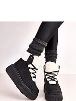 Dámske zimné topánky s kožúškom ZH15 Black with white - Next Step