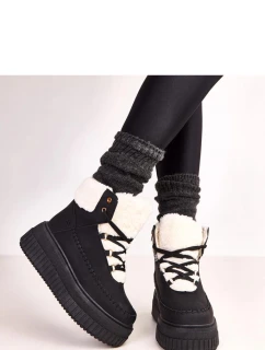 Dámske zimné topánky s kožúškom ZH15 Black with white - Next Step