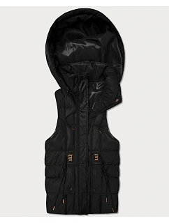 Čierna dámska páperová bunda bez rukávov s kapucňou Goodlookin (B8600-1)