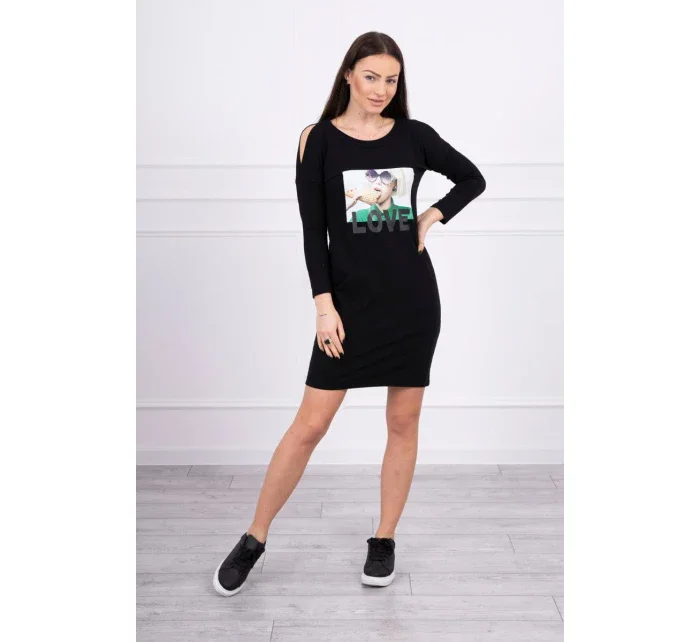 Šaty s potlačou lásky čiernej