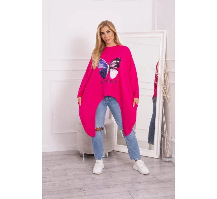 Oversize blúzka s potlačou fuchsiová