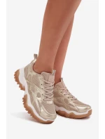 Buty Sportowe Sneakersy Damskie Big Star SS274014 HI-POLY SYSTEM Beżowo-Złote Buty Sportowe Sneakersy Damskie Big Star SS274014 HI-POLY SYSTEM Beżowo-Złote