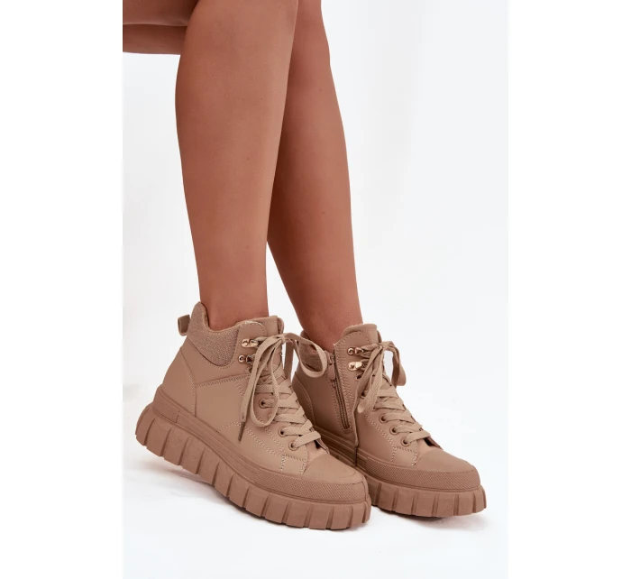 Dámské zateplené kozačky trapery na platformě Camel model 21747749 - Boto