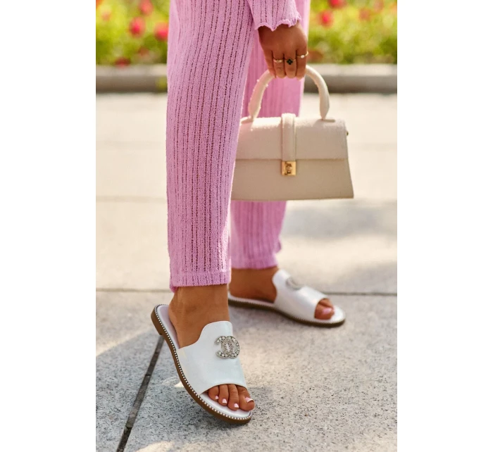 Elegantné dámske lesklé papuče s ornamentom S.Barski Silver