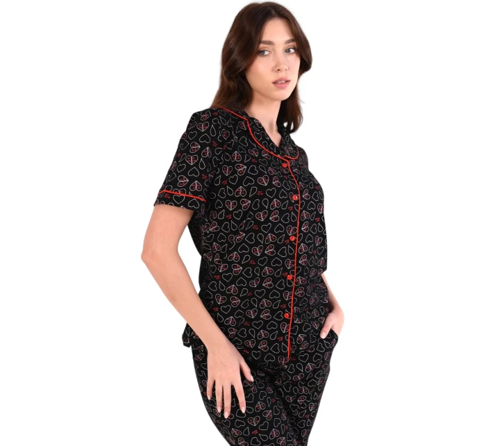 Dámske pyžamo 180/162 čierne so srdiečkami - Karol