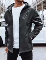 Pánska softshellová bunda s kapucňou tmavosivá FashionStreet TX4481 Pánska softshellová bunda s kapucňou tmavosivá FashionStreet TX4481