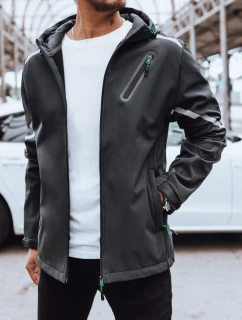 Pánska softshellová bunda s kapucňou tmavosivá FashionStreet TX4481