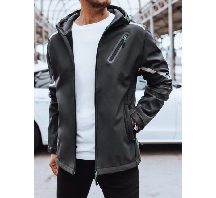 Pánska softshellová bunda s kapucňou tmavosivá FashionStreet TX4481 Pánska softshellová bunda s kapucňou tmavosivá FashionStreet TX4481