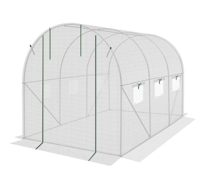 SKLENÍK ZÁHRADNÝ TUNEL 200X300X200CM PE KONŠTRUKCIA BIELA OCEĽ