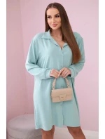 Dlhá košeľa s viskózou tmavej mentolovej farby Dlhá košeľa s viskózou tmavej mentolovej farby