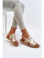 model 21650265 Dámské Kožené Sandály Zlaté - Zazoo