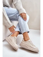 Ocieplane Sneakersy Damskie Big Star MM274618 Beżowe Ocieplane Sneakersy Damskie Big Star MM274618 Beżowe