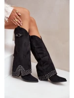 Kozačky S Svrškem Na Podpatku Černé model 21681450 - Boto