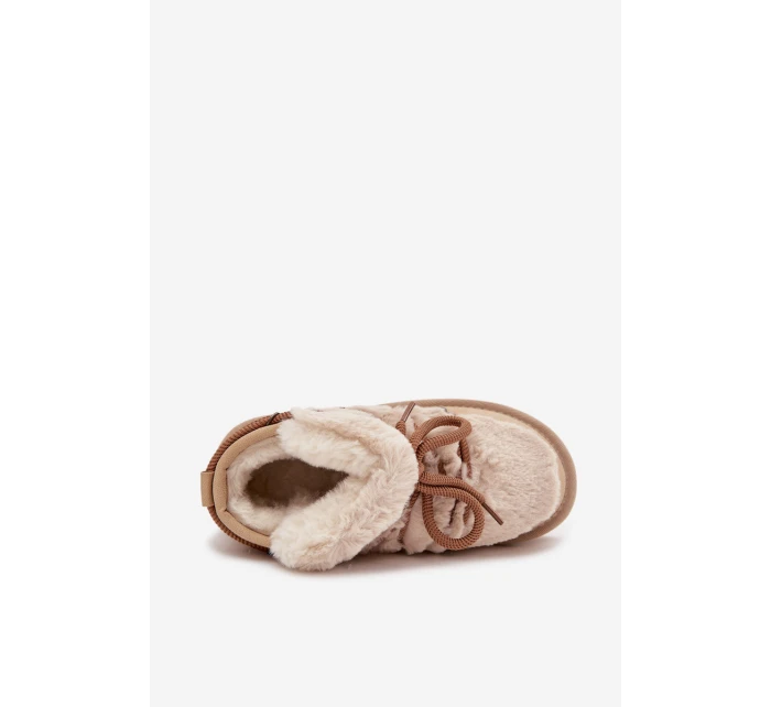 Śniegowce Dziecięce Młodzieżowe Z Futerkiem D.Franklin DFSH370011 Beżowe