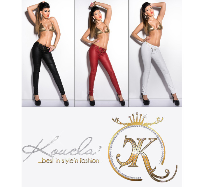 Sexy KouCla Letherlook-Pants with lacing and studs