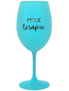 MOJE TERAPIE - tyrkysová sklenice na víno 350 ml