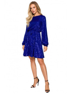Šaty áčkového střihu s rukávy  modré  model 18257718 - Moe