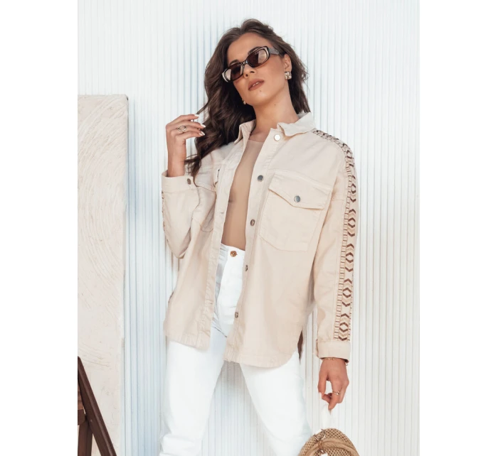 Dámská džínová bunda light beige Dstreet model 21976642 - FashionStreet Dámská džínová bunda light beige Dstreet model 21976642 - FashionStreet