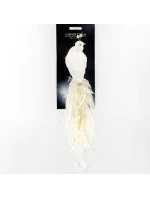 OZDOBNÝ VTÁČIK NA KLIPE 38CM BIELY A ZLATÝ