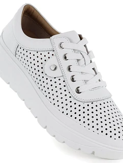 Dámske poltopánky z bielej semišovej kože Vinceza 79629