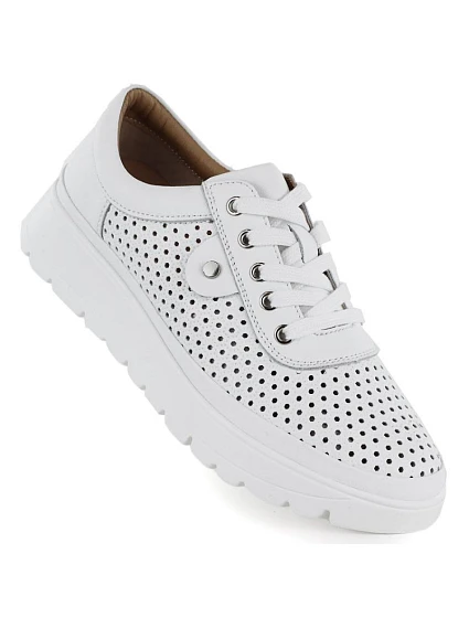 Dámská kožená bílá polobotka model 22116035 - VINCEZA